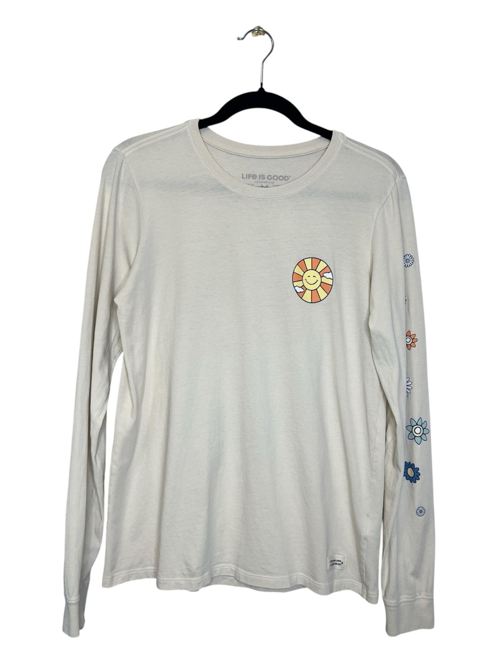 LIFE IS GOOD Here Comes the Sun Crusher-lite 100% Cotton Long Sleeve Tee